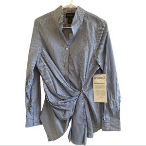 NWOT Striped Twist Tie Asymmetrical Top